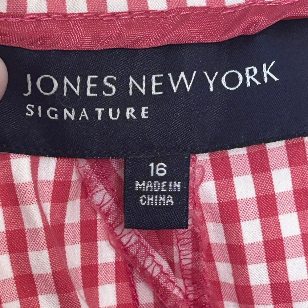 Jones New York Signature Red Gingham Check Stretch Shorts Size 16 Summer Preppy - Picture 3 of 9